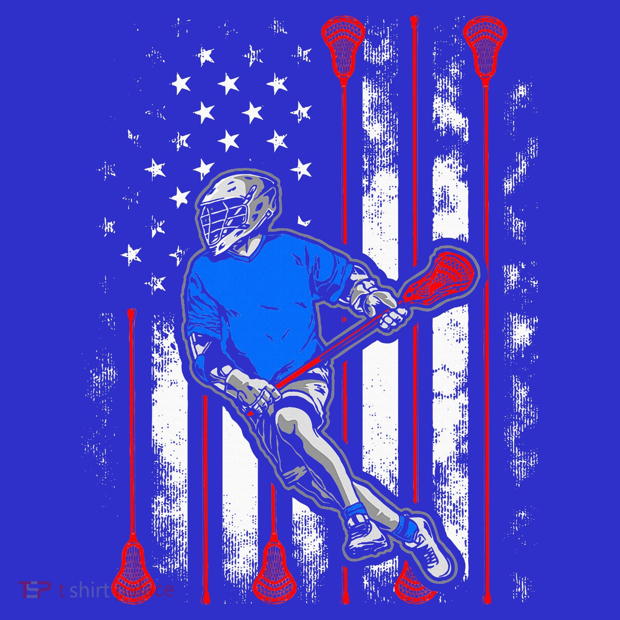 Vintage American Flag Lacrosse USA  T-Shirt