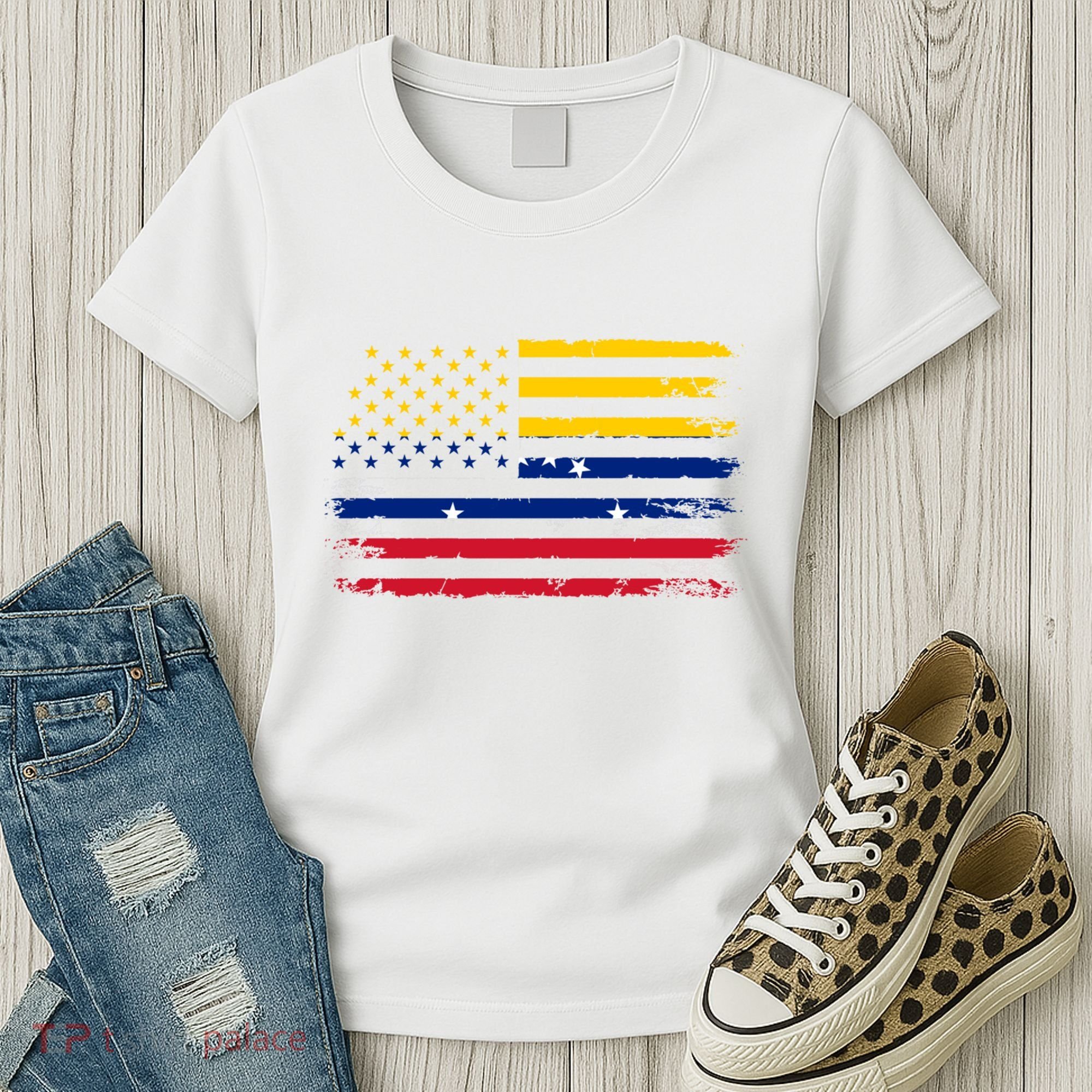 Venezuelan American Flag Venezuelan Roots Funny Women's T-Shirt