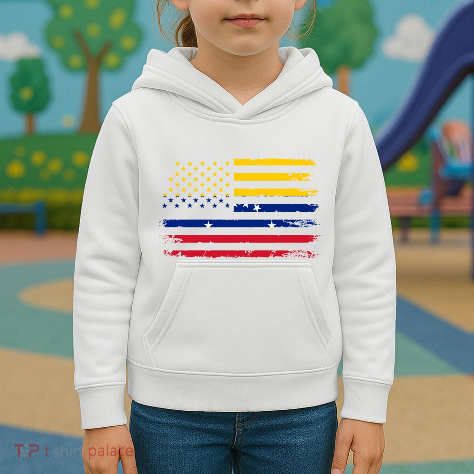 Venezuelan American Flag Venezuelan Roots Funny Kids Hoodie