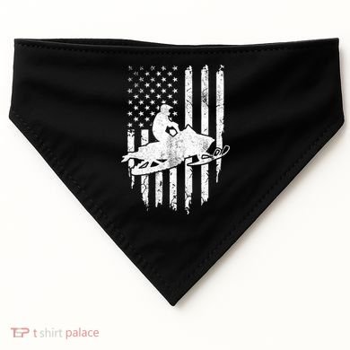 Vintage American Flag Snowmobiling Snowmobile Rider Great Gift USA-Made Doggie Bandana