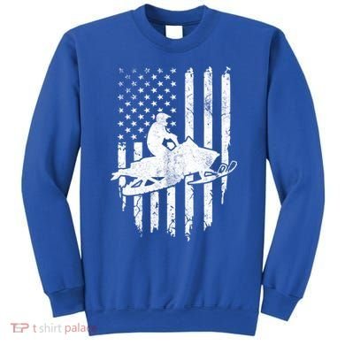Vintage American Flag Snowmobiling Snowmobile Rider Great Gift Sweatshirt