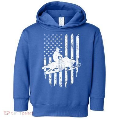 Vintage American Flag Snowmobiling Snowmobile Rider Great Gift Toddler Hoodie
