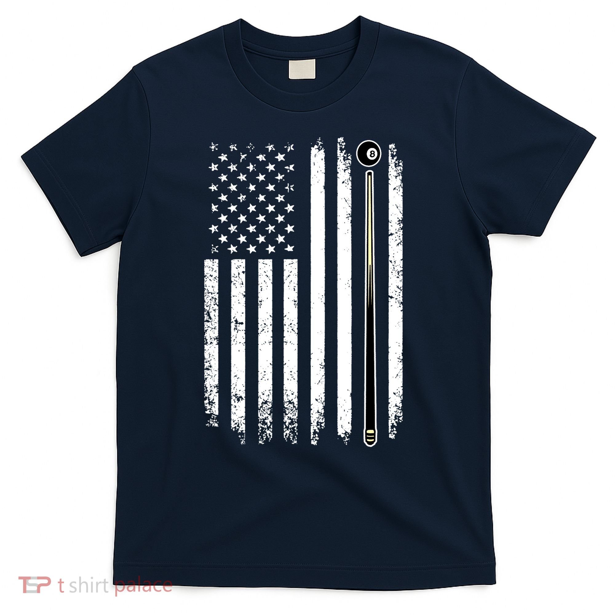 Vintage American Flag Billiards Pool Player Table Usa Us Gift T-Shirt