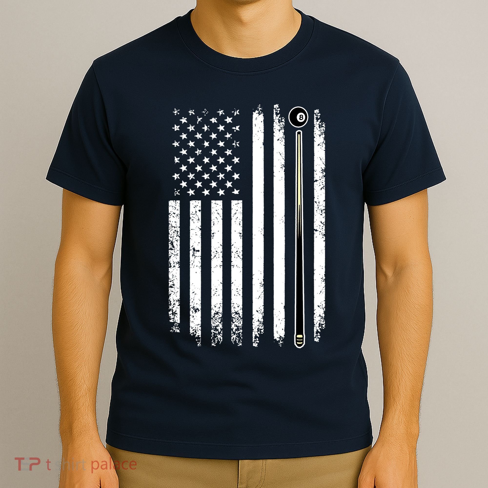 Vintage American Flag Billiards Pool Player Table Usa Us Gift T-Shirt