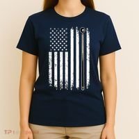 Vintage American Flag Billiards Pool Player Table Usa Us Gift T-Shirt thumb 4