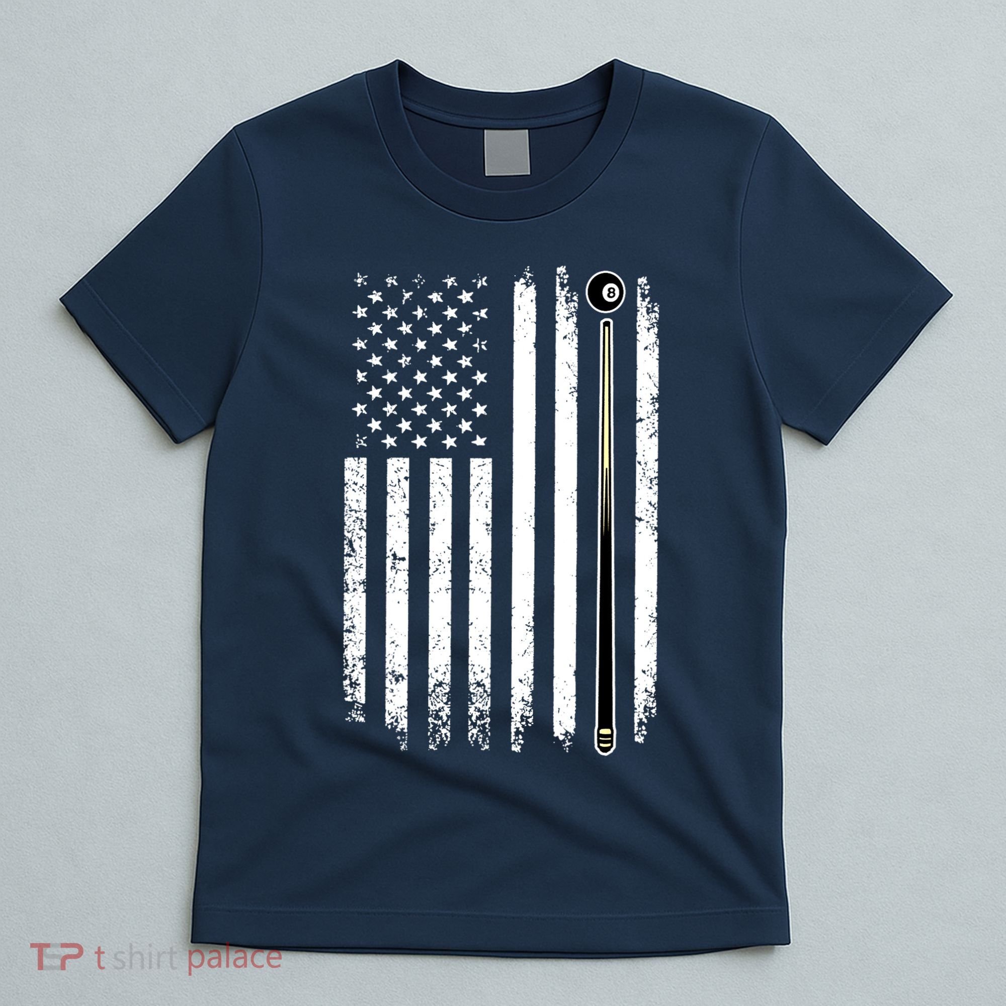 Vintage American Flag Billiards Pool Player Table Usa Us Gift T-Shirt