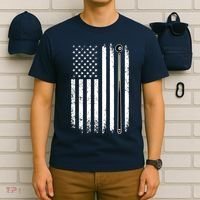 Vintage American Flag Billiards Pool Player Table Usa Us Gift T-Shirt thumb 6