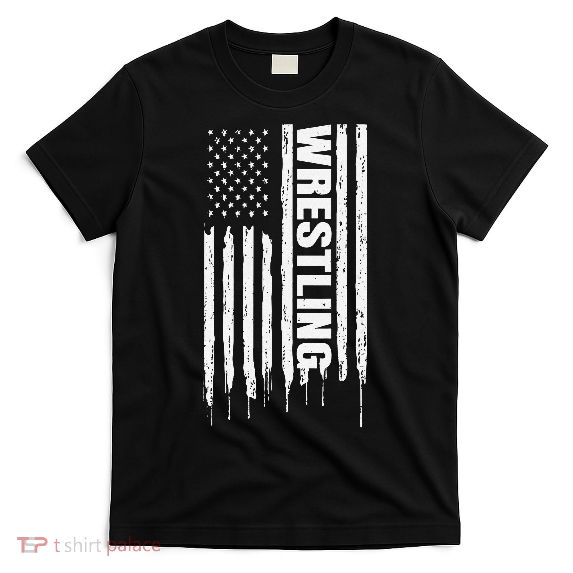 Vintage American Flag Wrestling Funny  Wrestler   T-Shirt