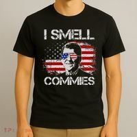 Vintage American Flag Funny Political I Smell Commies T-Shirt thumb 3