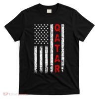 Vintage American Flag Qatari Patriotic Qatar T-Shirt thumb 0