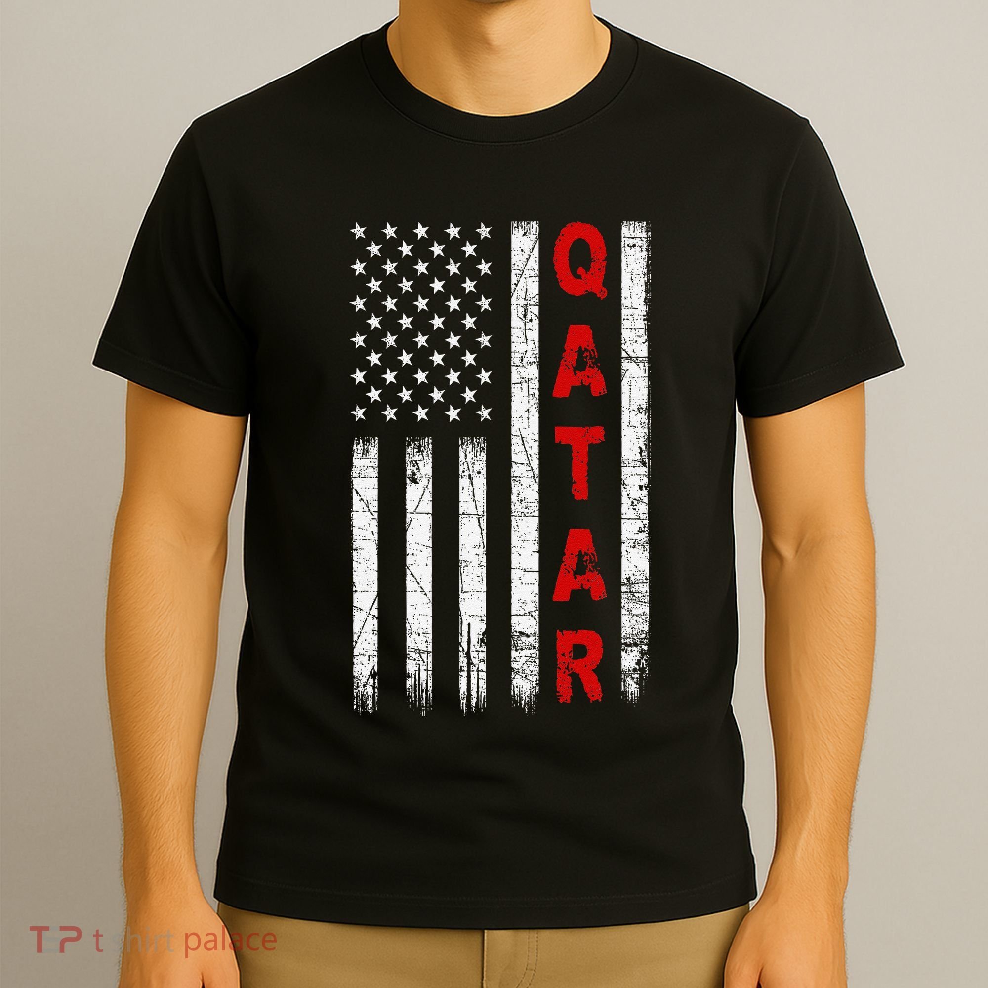 Vintage American Flag Qatari Patriotic Qatar T-Shirt