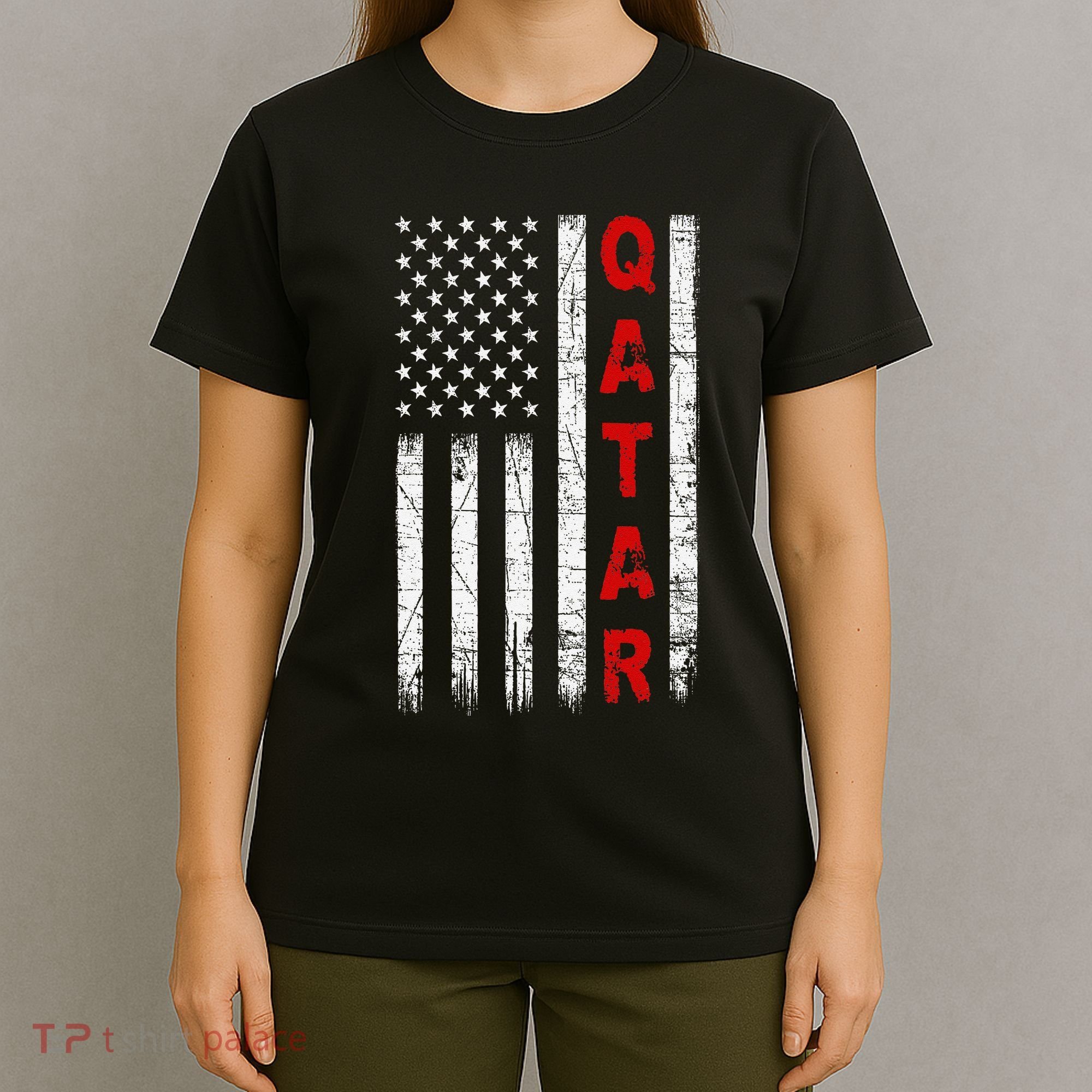 Vintage American Flag Qatari Patriotic Qatar T-Shirt