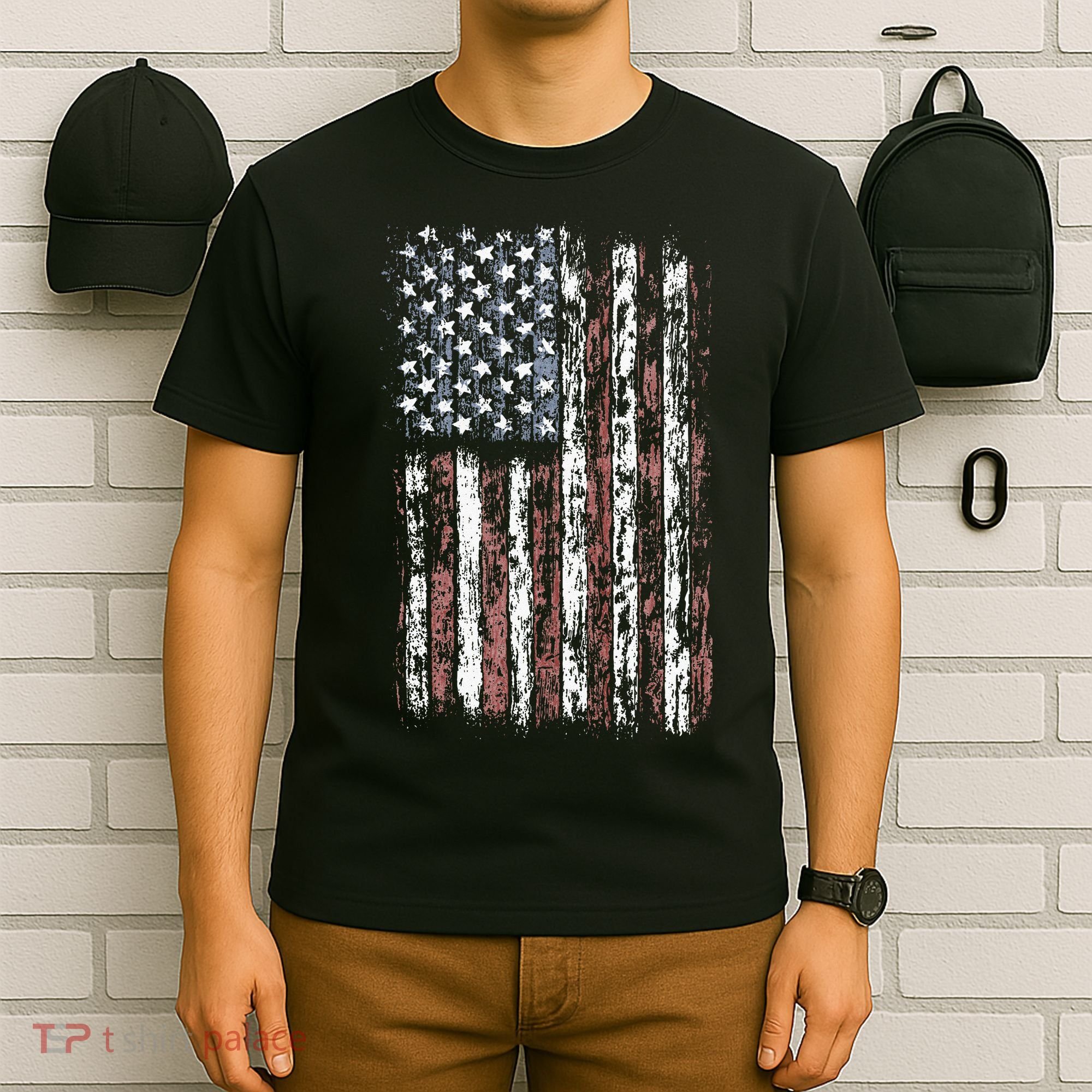Vintage American Flag Men USA Flag T-Shirt