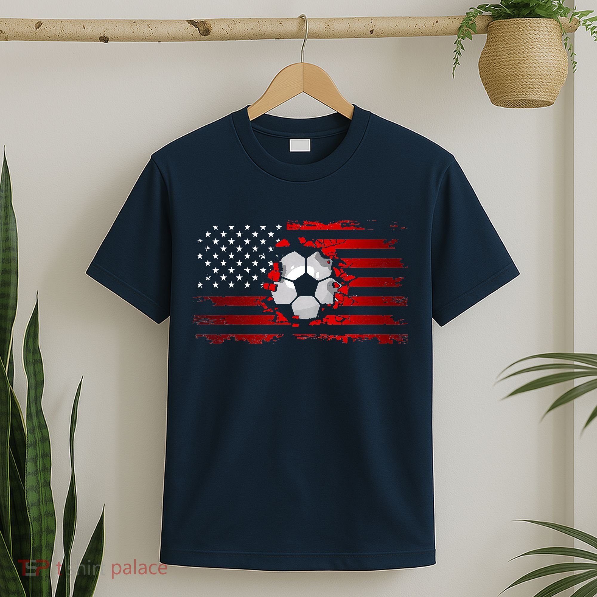 vintage American Flag Soccer Apparel Soccer T-Shirt