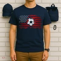 vintage American Flag Soccer Apparel Soccer T-Shirt thumb 6