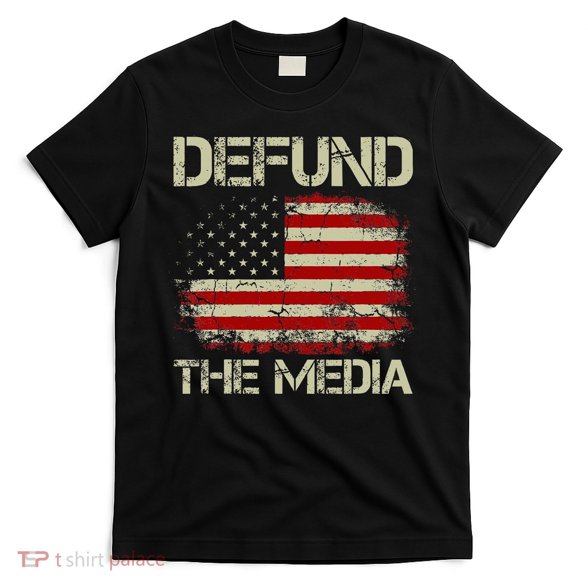 Vintage American Flag Defund The Media T-Shirt