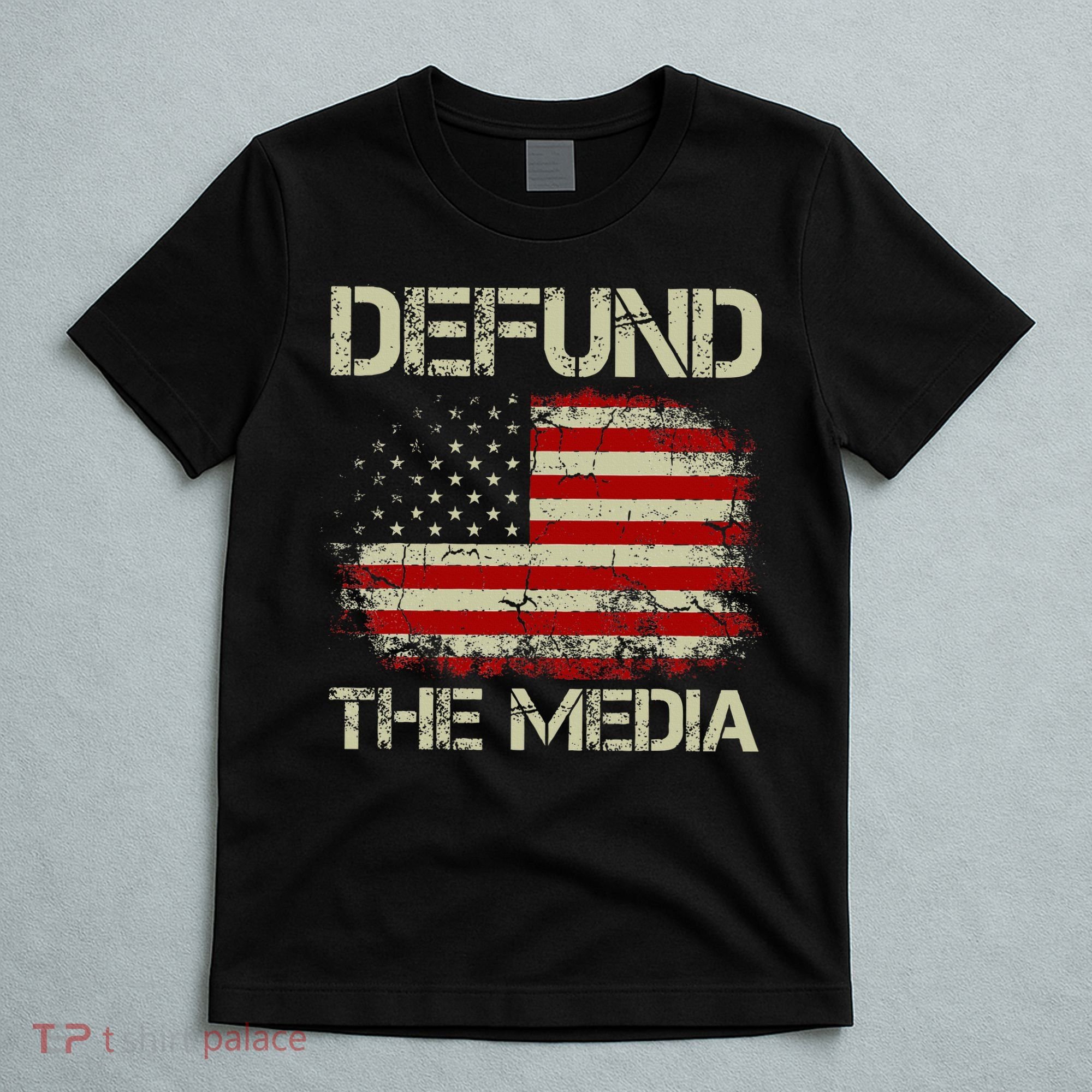 Vintage American Flag Defund The Media T-Shirt