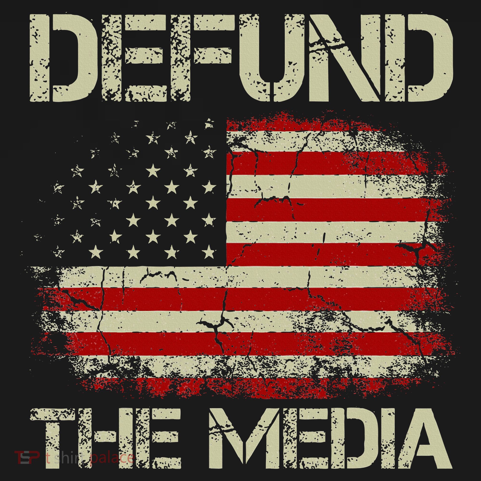 Vintage American Flag Defund The Media T-Shirt