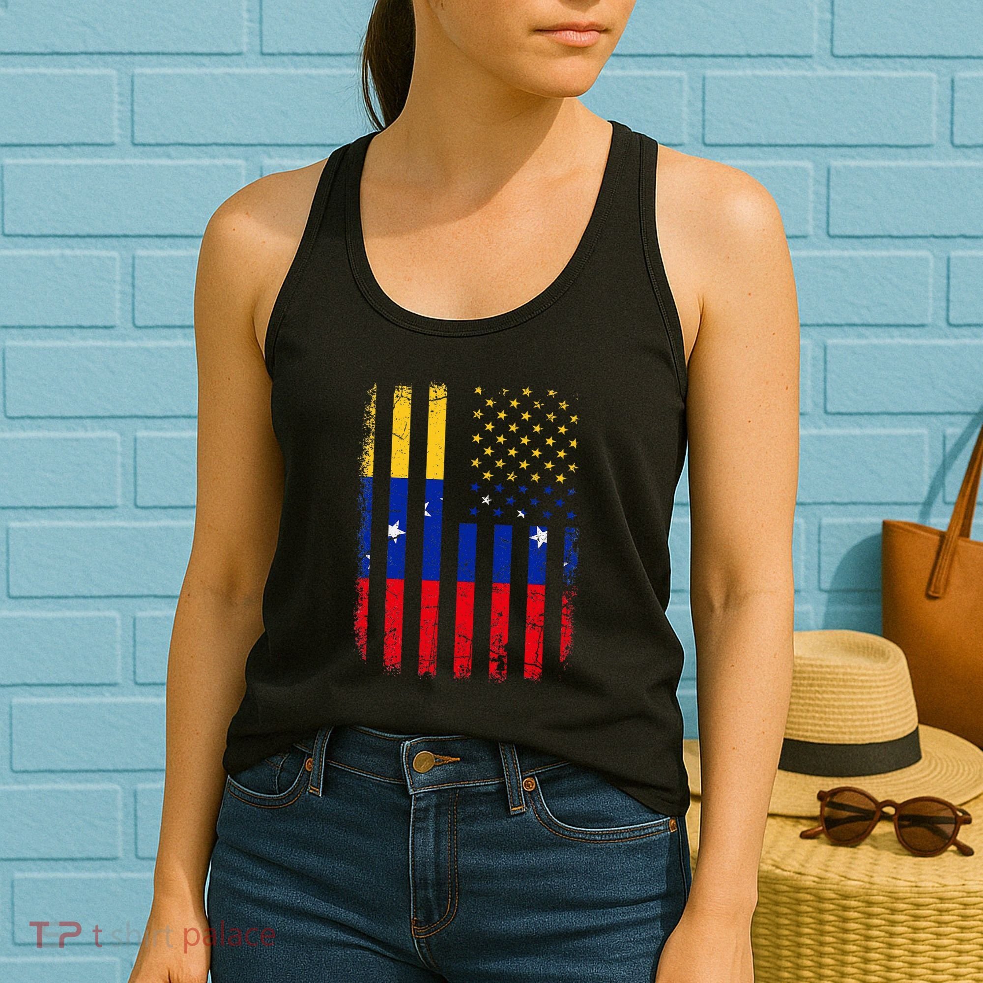 Venezuelan American Flag Venezuelan Roots Venezuela America Women's Tank Top