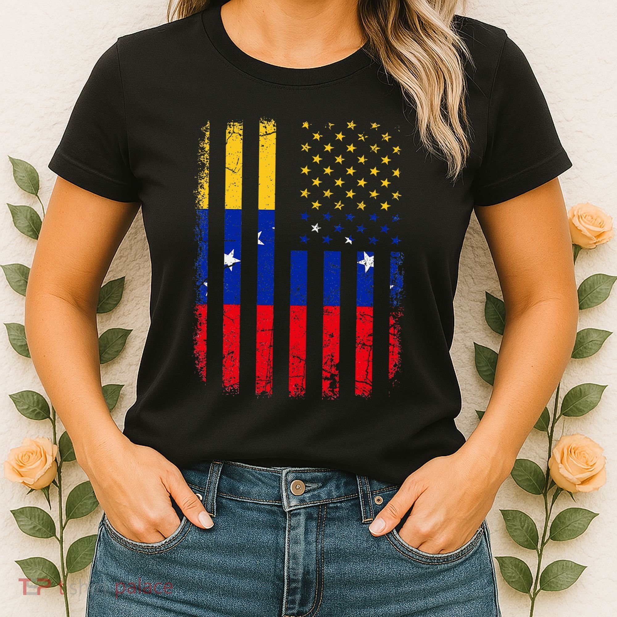 Venezuelan American Flag Venezuelan Roots Venezuela America Women's T-Shirt