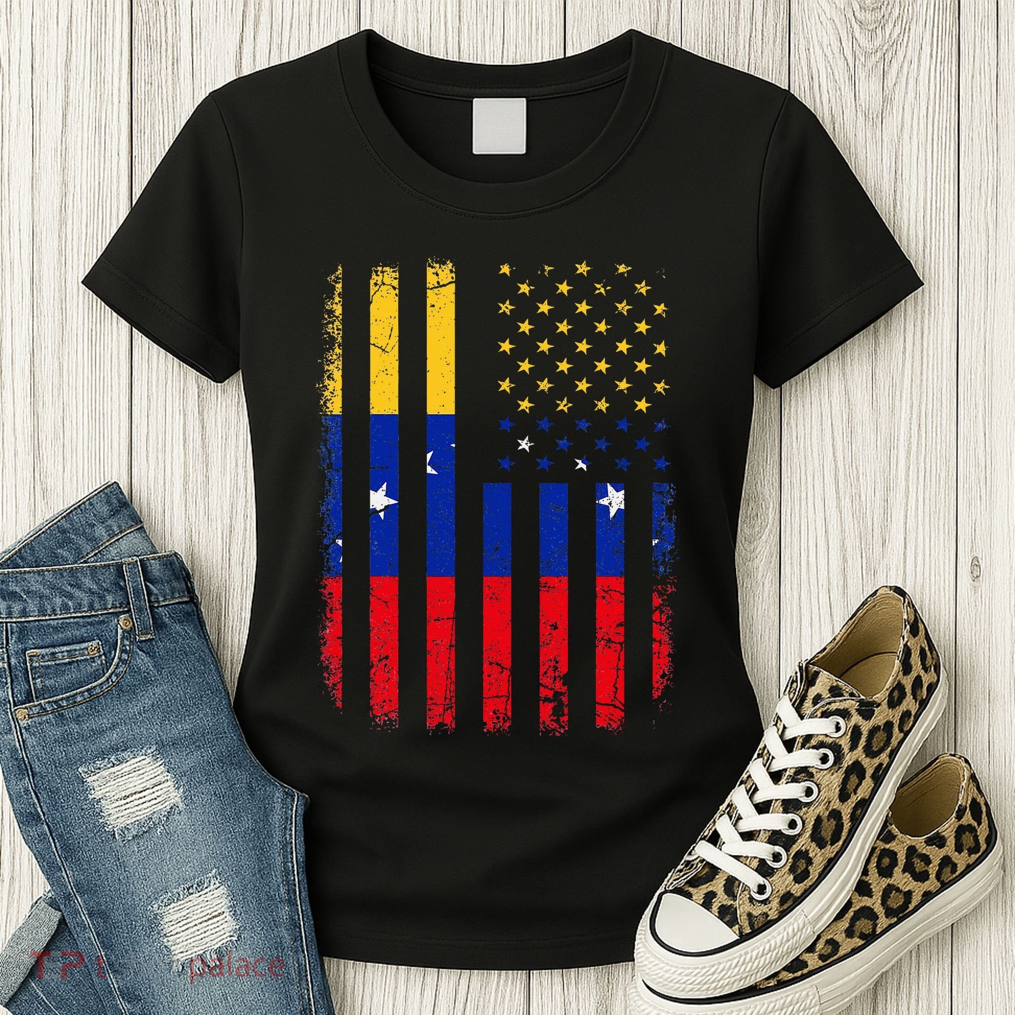 Venezuelan American Flag Venezuelan Roots Venezuela America Women's T-Shirt