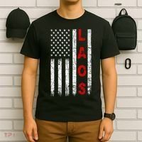 Vintage American Flag Lao Laotian Patriotic Laos T-Shirt thumb 6
