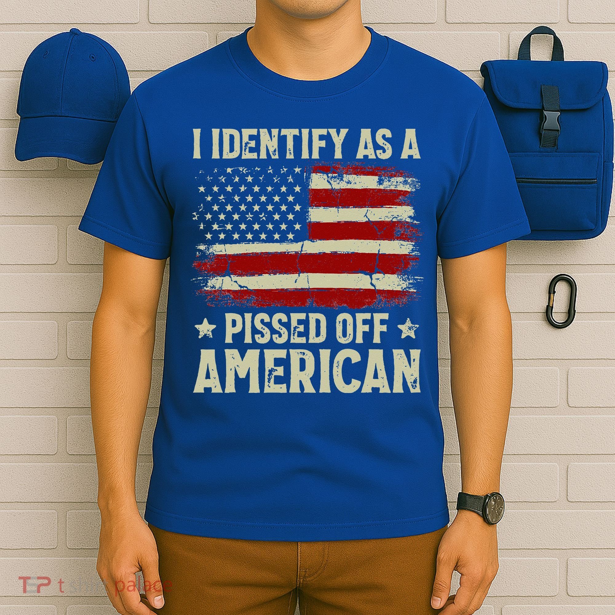 Vintage American Flag I Identify As A Pissed Off American T-Shirt