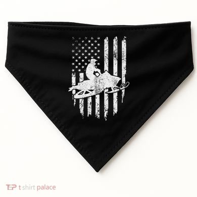 Vintage American Flag Snowmobiling Snowmobile Rider USA-Made Doggie Bandana
