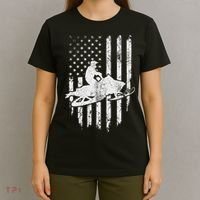 Vintage American Flag Snowmobiling Snowmobile Rider T-Shirt thumb 4