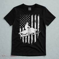 Vintage American Flag Snowmobiling Snowmobile Rider T-Shirt thumb 5