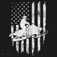 Vintage American Flag Snowmobiling Snowmobile Rider T-Shirt thumb 7