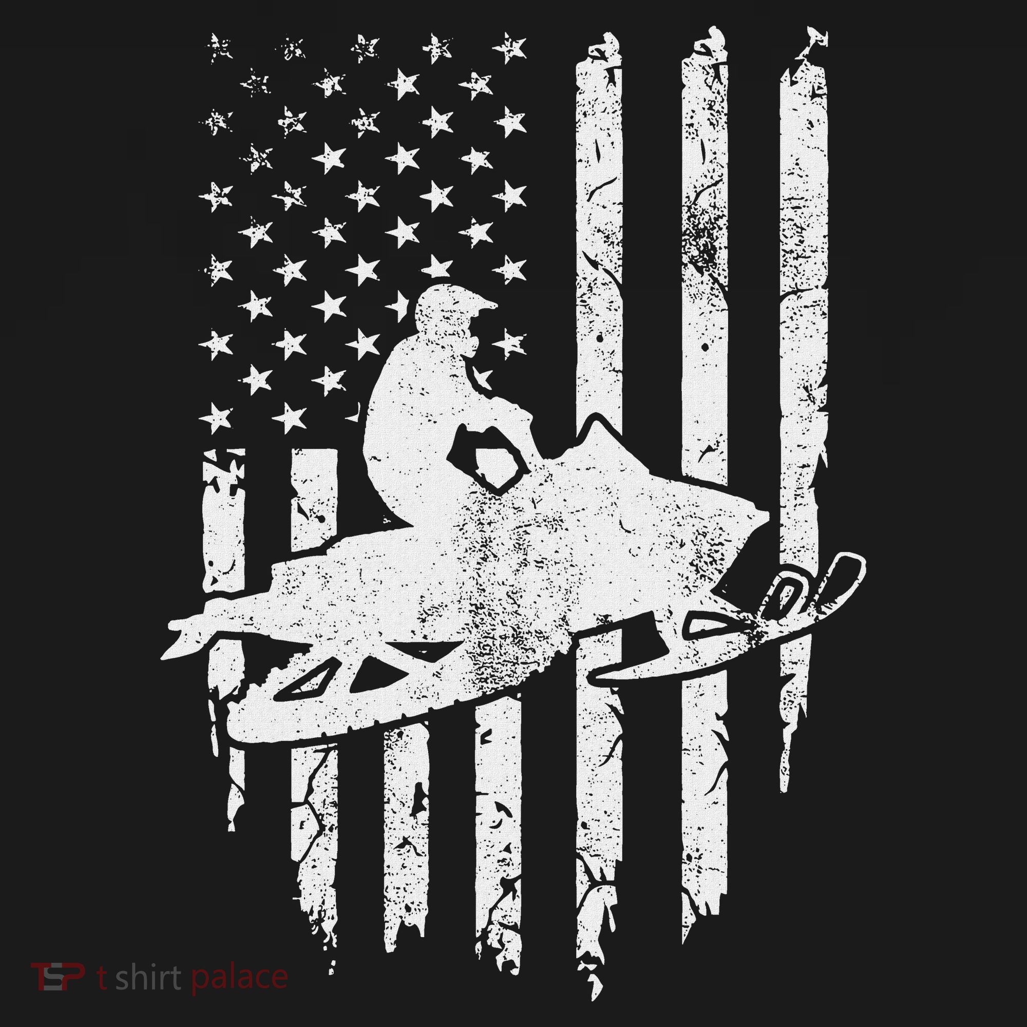 Vintage American Flag Snowmobiling Snowmobile Rider T-Shirt