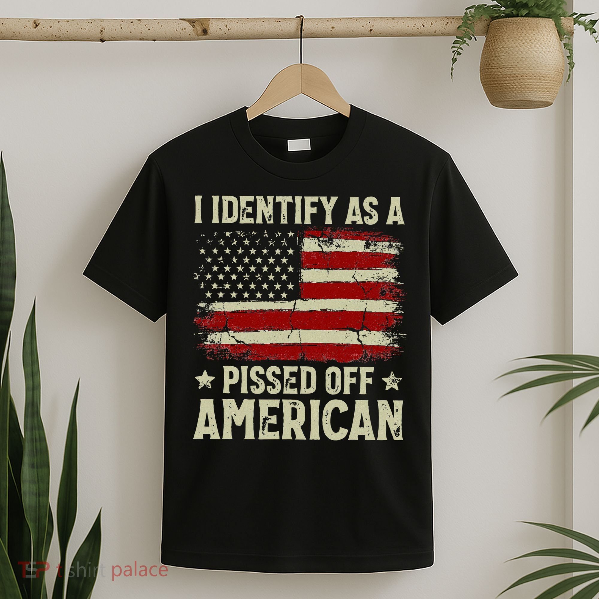 Vintage American Flag I Identify As A Pissed Off American T-Shirt