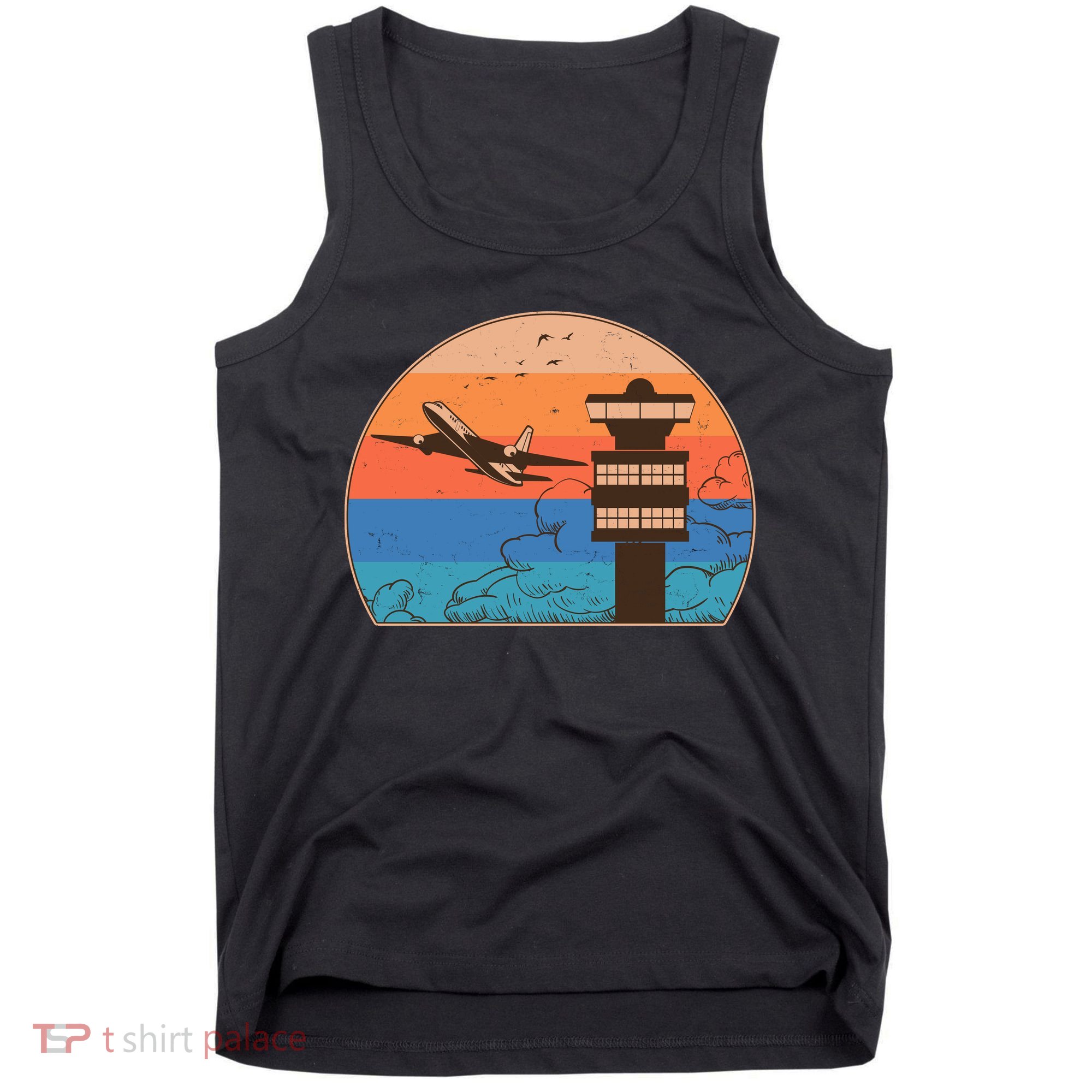 Vintage Airplane Flight Controller Tower Tank Top