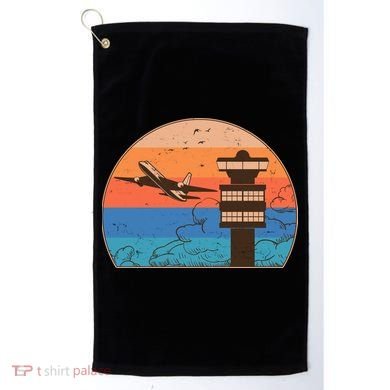 Vintage Airplane Flight Controller Tower Golf Towel