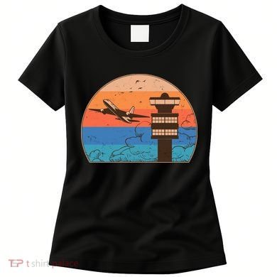 Vintage Airplane Flight Controller Tower Women's T-Shirt
