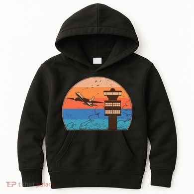 Vintage Airplane Flight Controller Tower Kids Hoodie