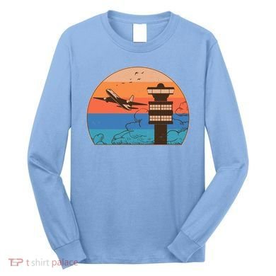 Vintage Airplane Flight Controller Tower Long Sleeve Shirt
