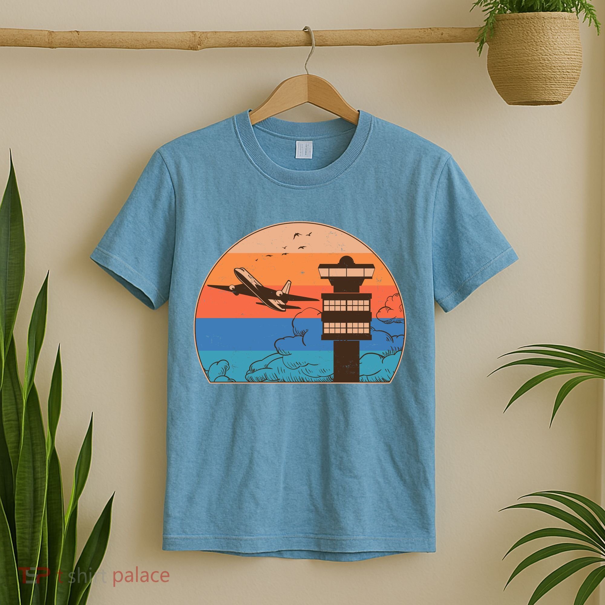 Vintage Airplane Flight Controller Tower T-Shirt