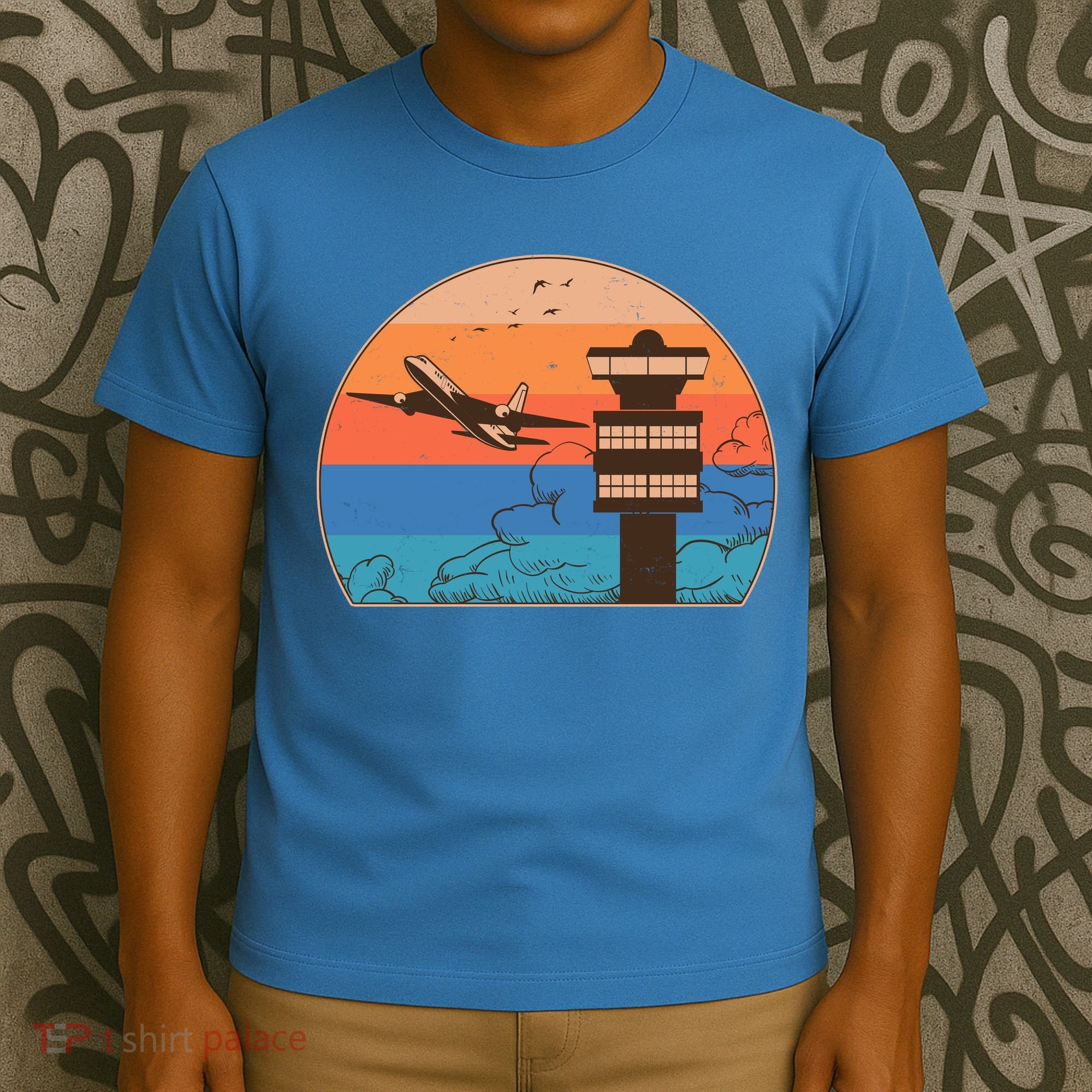 Vintage Airplane Flight Controller Tower T-Shirt