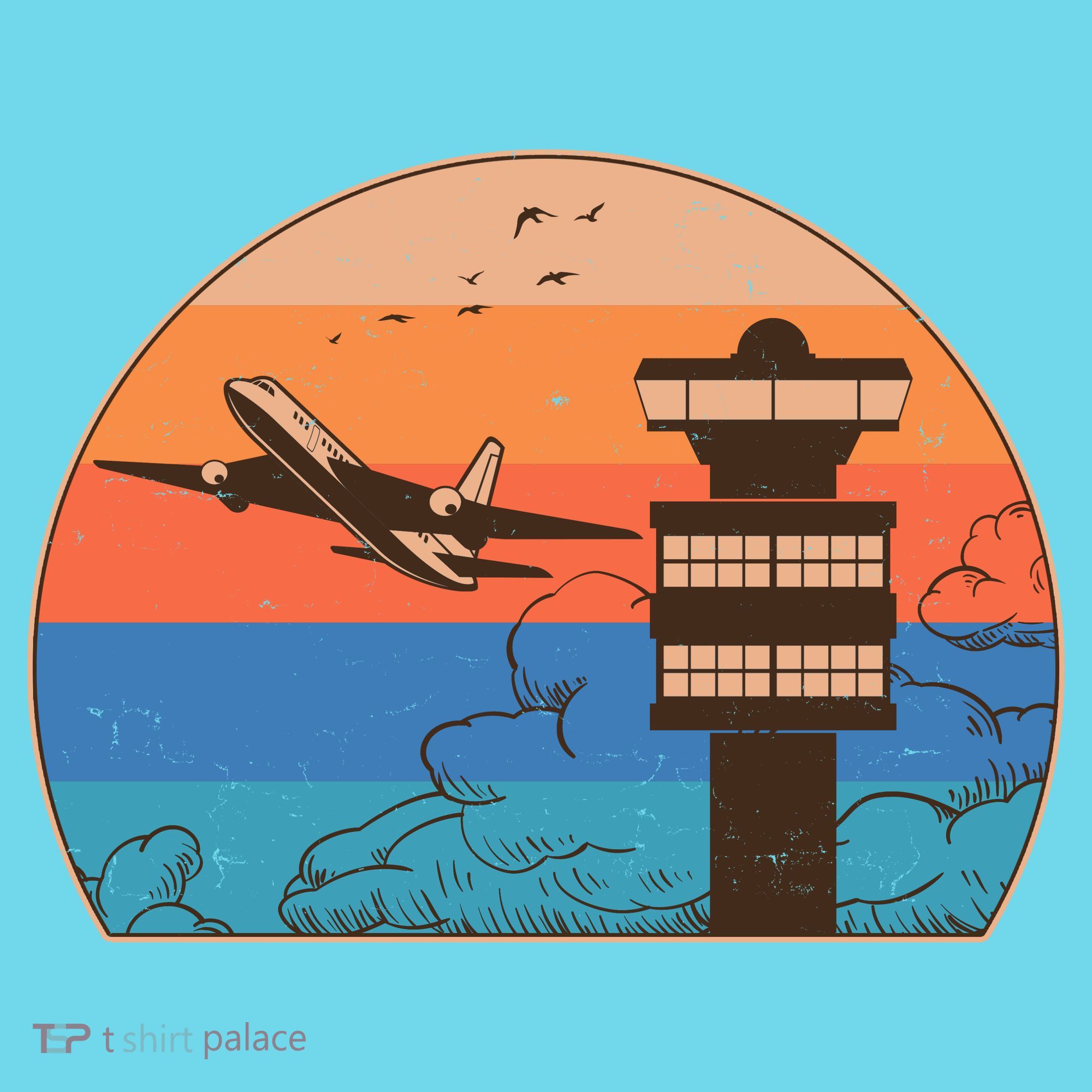 Vintage Airplane Flight Controller Tower T-Shirt