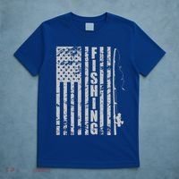 Vintage American Fishing Flag Pole USA T-Shirt thumb 5