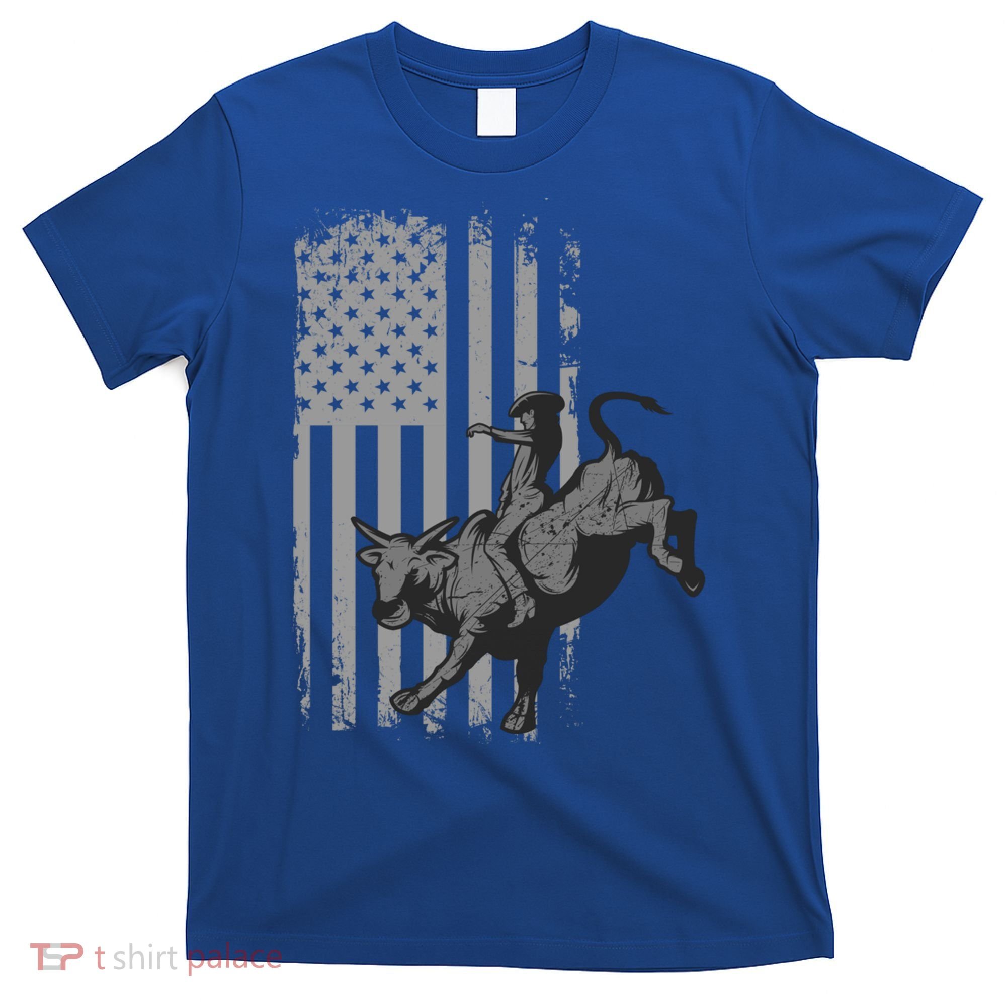 Vintage American Flag Bucking Bull Riding Patriotism Rodeo Cute Gift T-Shirt