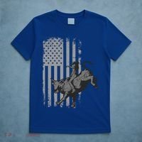 Vintage American Flag Bucking Bull Riding Patriotism Rodeo Cute Gift T-Shirt thumb 5