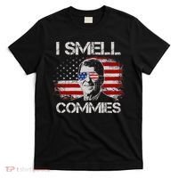 Vintage American Flag Funny Political I Smell Commies T-Shirt thumb 0