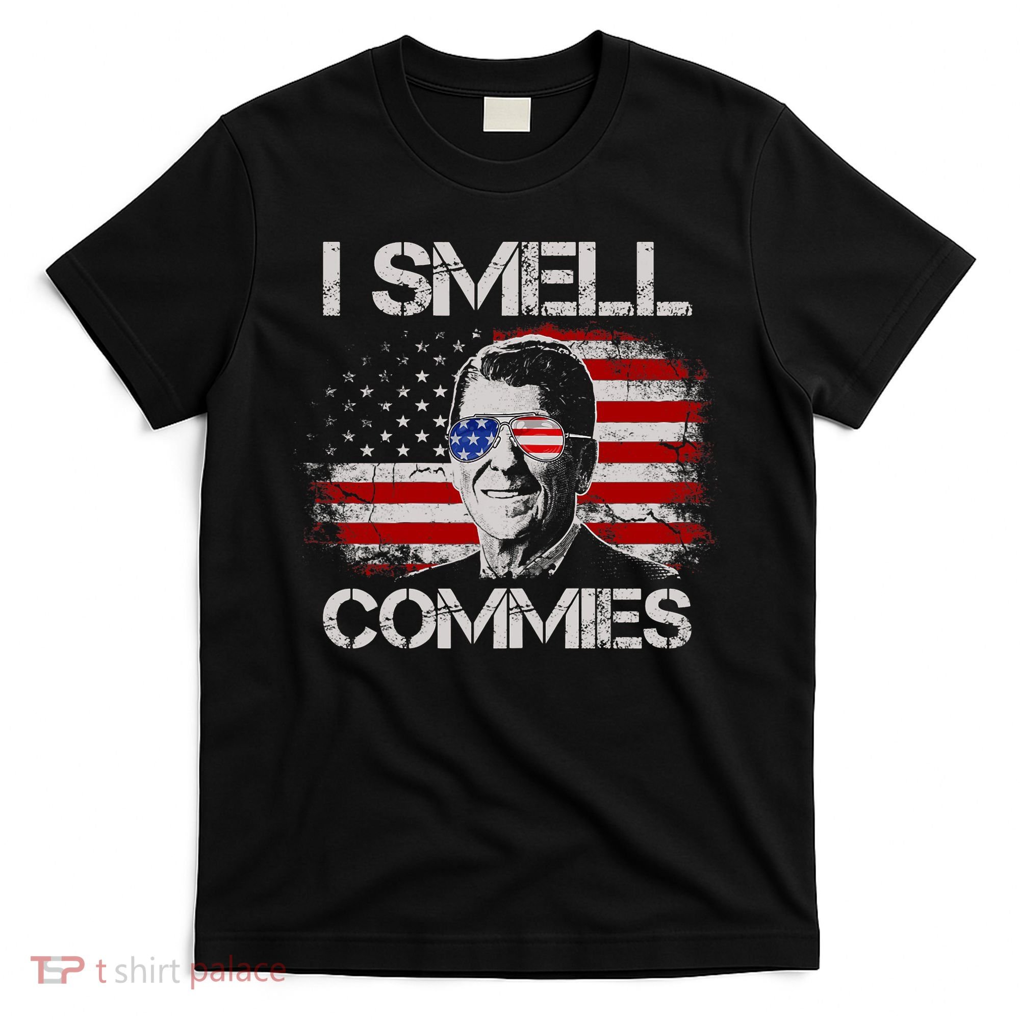 Vintage American Flag Funny Political I Smell Commies T-Shirt