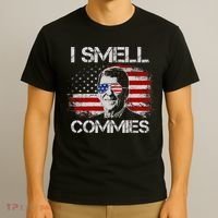 Vintage American Flag Funny Political I Smell Commies T-Shirt thumb 3