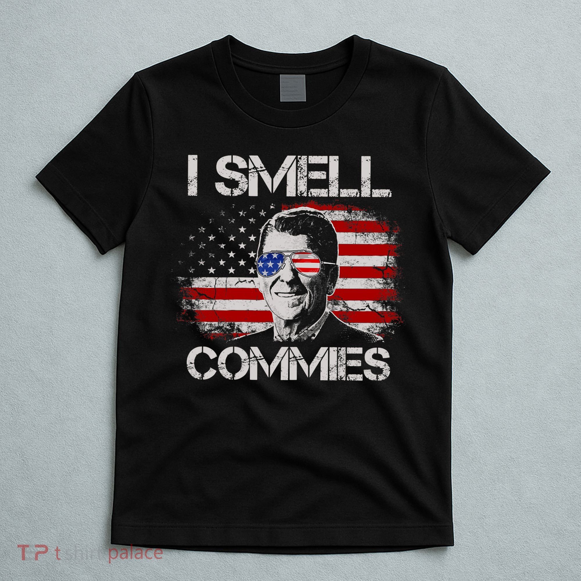 Vintage American Flag Funny Political I Smell Commies T-Shirt