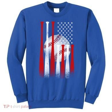 Vintage American Flag Baseball Cool Gift Baseball Fans Gift Sweatshirt