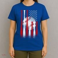 Vintage American Flag Baseball Cool Gift Baseball Fans Gift T-Shirt thumb 4